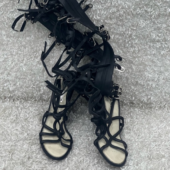 Chanel Interlocking CC Logo Gladiator Wedge Sandals